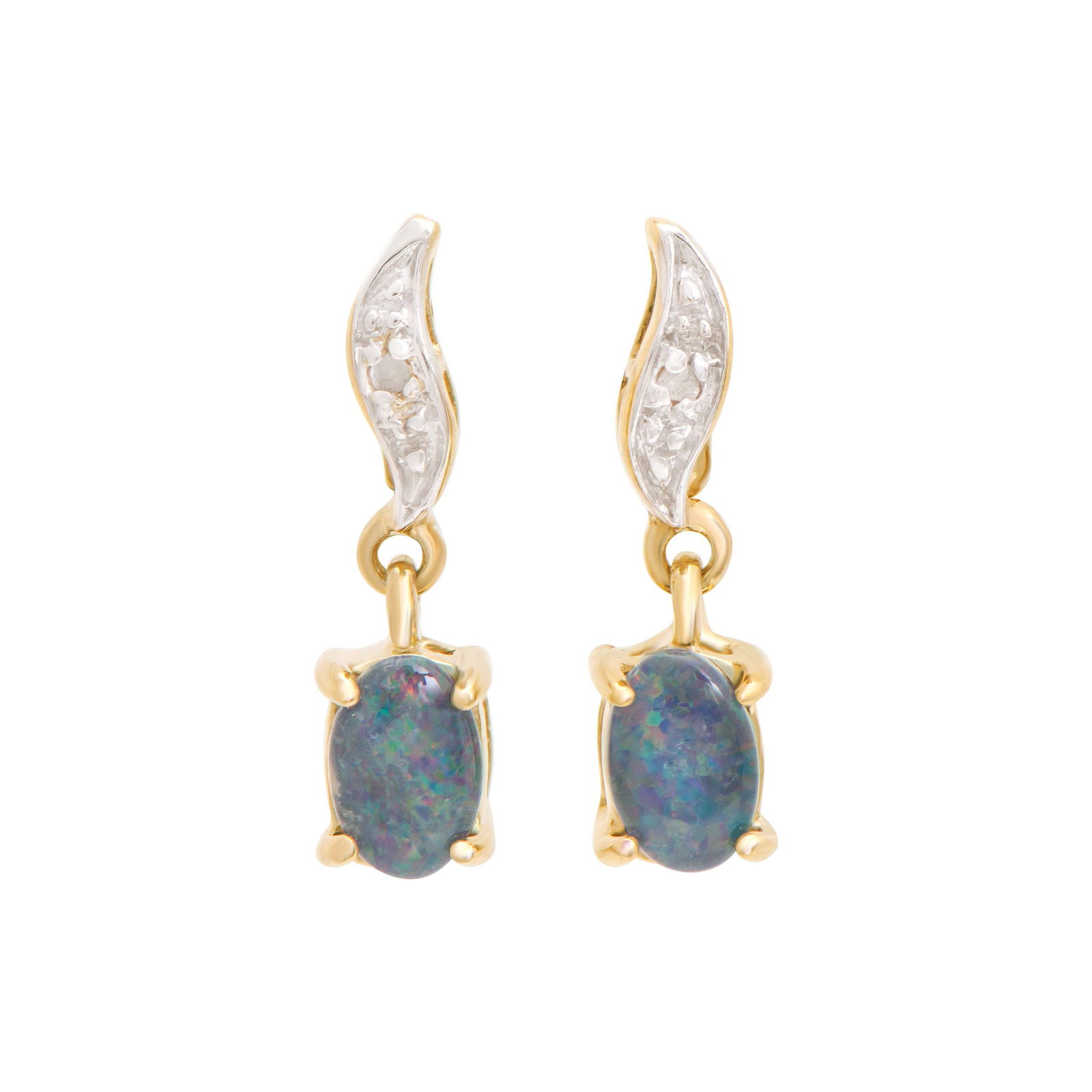 18K Yellow Gold Plated Silver Oval Opal Earring, 1.65 g: Description: Mount Type: Earring Gender: Women Silver Weight (Gram): 1.55 Plating Material: Yellow Gold Plating Material Karat: 18K Size: 1.1mm PCS: 2 Weight (Carats): 0.02 Grade: I3 Color: H-I Stone 