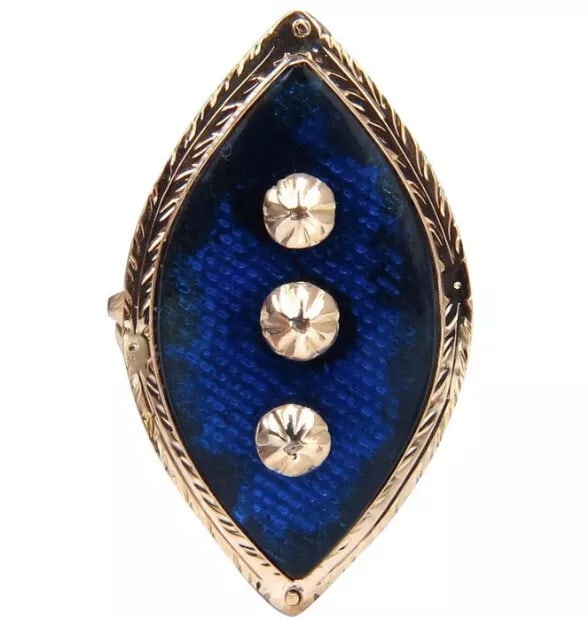 14 Karat Vintage Restored Bohemian Ring Holographic Enamel (1 of 3)