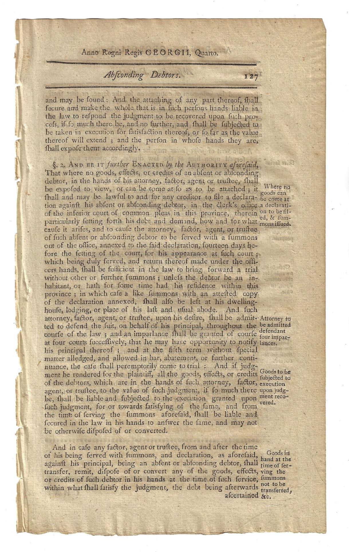 1771 Colonial New Hampshire Law Leaf (1 of 2)