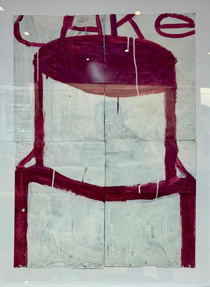 Gary Komarin, Burgundy Contemporary 'Cake' Painting, American, 21st C.: Title: Gary Komarin, Burgundy Contemporary 'Cake' Painting, American, 21st C. Additional Information: Origin: United States Period: 2000-2021 Condition: New. Creation Date: 2020 Styles / Movements: Mo