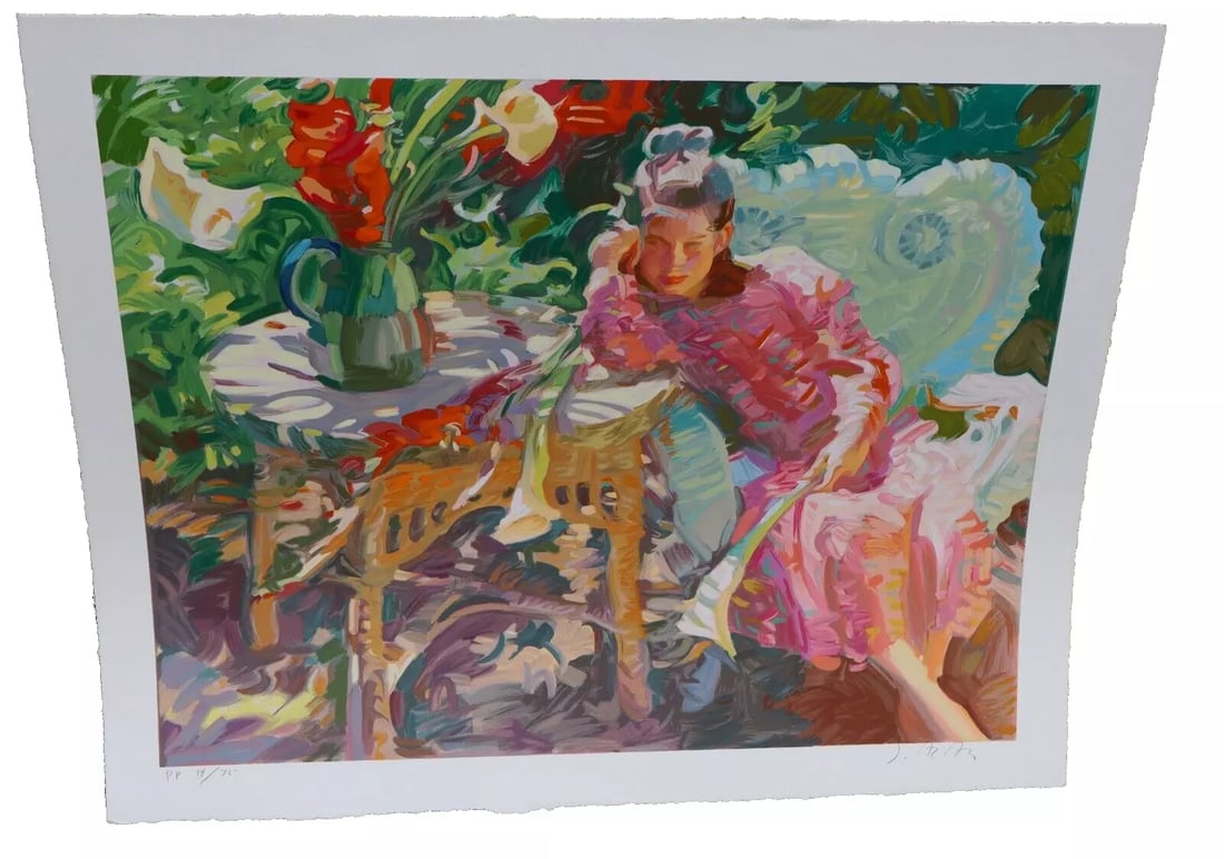 JOHN ASARO Printer's Proof Serigraph Edition of 75 DAYDREAM: JOHN ASARO (1937-). Printer's Proof Edition of 75. Daydream, 26" x 32" image size (margin size: 30" x 36-1/4") numbered lower left: PP 14/75 and signed lower right. Unframed. John Asaro is known for h