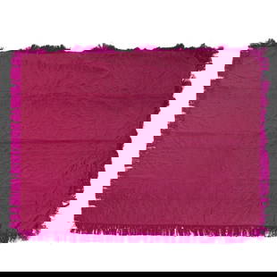CHINESE QUILT - 19TH CENTURY: Chinese, 19th century, burgundy damask. Signs of wear. Dimensions: 328 x 240 cm. Reserve: $500.00 Shipping:Domestic: Flat-rate of $60.00 to anywhere within the contiguous U.S.International: