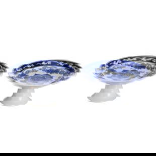 TWO CHINESE HIGH-STANDING BOWLS - GUANGXU (1875-1908): Chinese porcelain, Guangxu period (1875-1908), blue decoration. Dimensions: 8.5 x 18.5 cm. Reserve: $200.00 Shipping:Domestic: Flat-rate of $60.00 to anywhere within the contiguous
