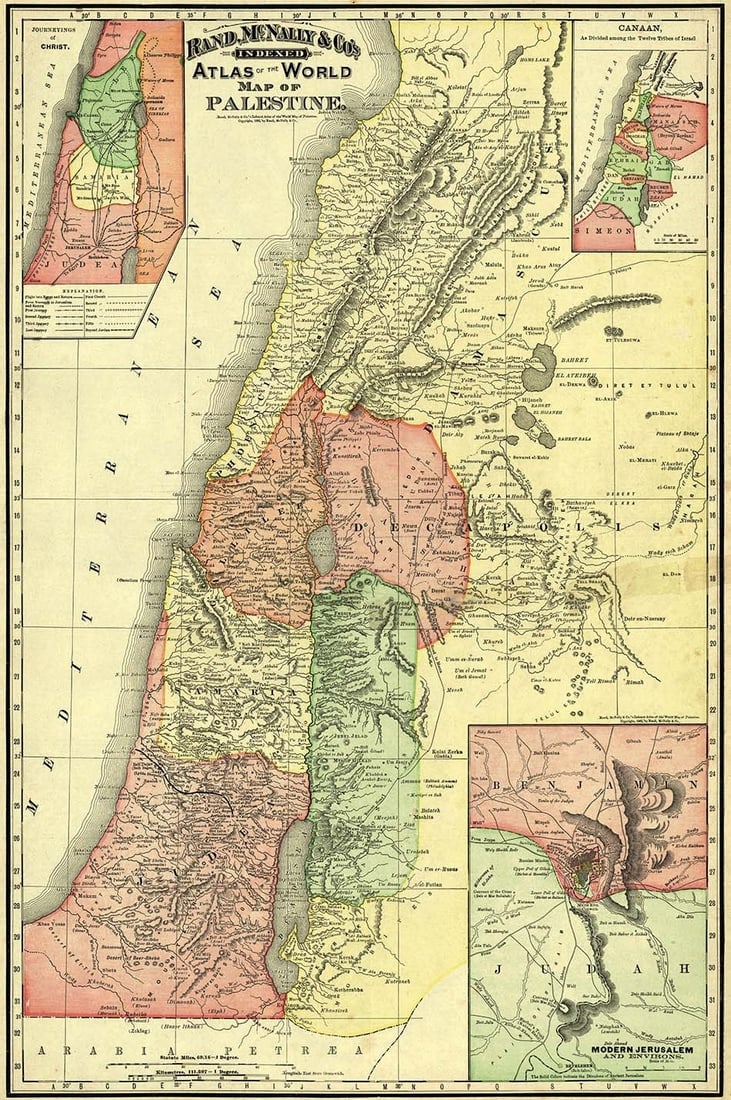 Rand, McNally & Co.'S Indexed Atlas of the World Map of Palestine. (1 of 2)