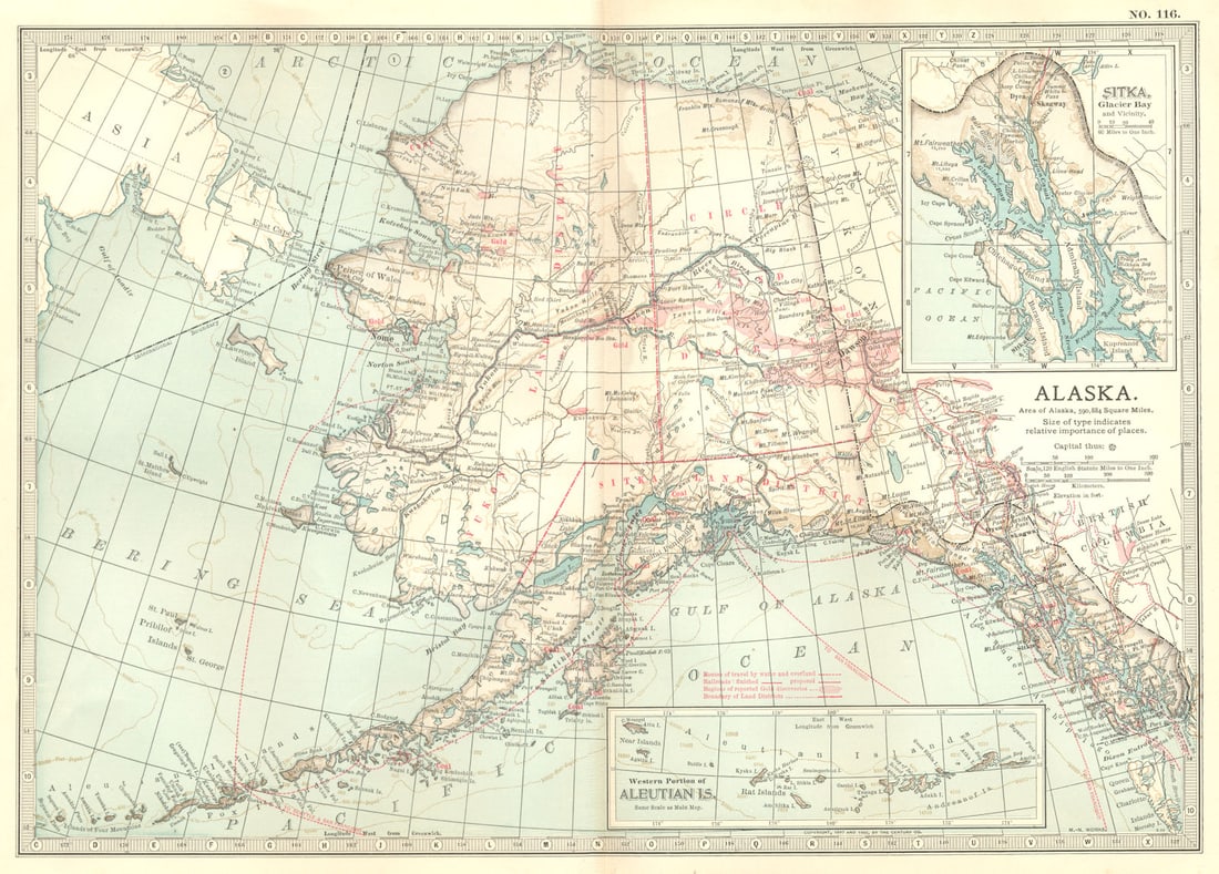 ALASKA. Showing boroughs. Inset Aleutian Isles, Sitka, Glacier Bay 1903 map (1 of 1)