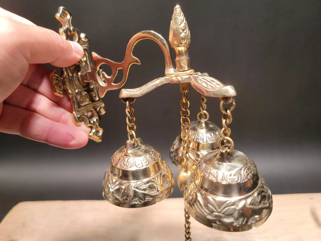 Brass Shopkeepers Entry Wall Mount Bell Hanging Doorbell (1 of 12)