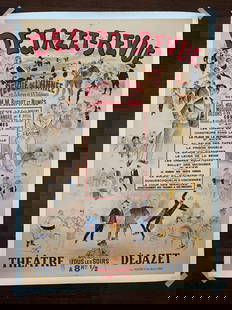 Dejazet-Revue - Art Jules Jonchere (1900) 36.5x50.5 French Theater/Circus Poster LB: Dejazet-Revue - Art Jules Jonchere (1900) 36.5x50.5 French Theater/Circus Poster LB, Please refer to the attached photos to determine the condition of this original vintage item. Note: LB means Linen