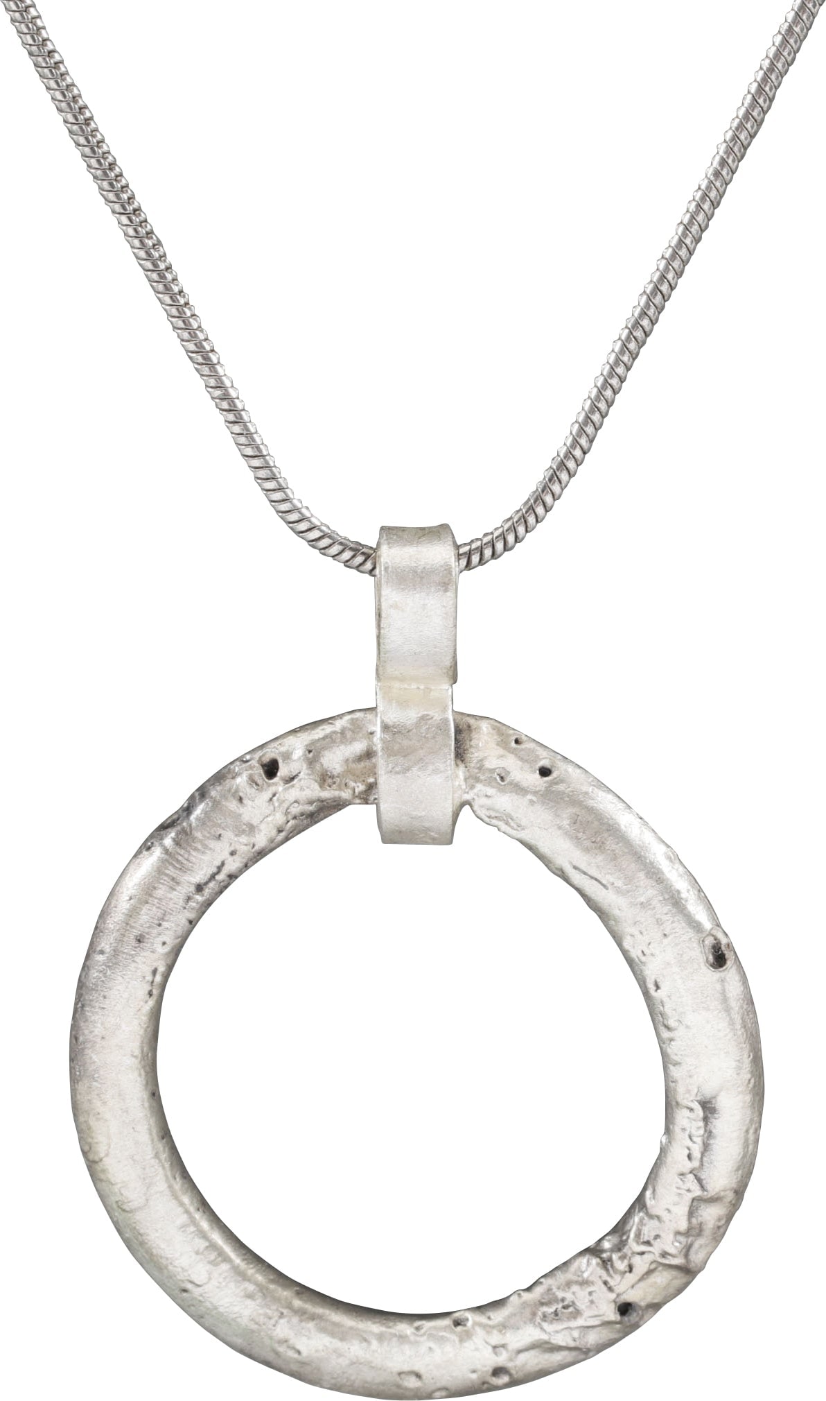 CELTIC PROSPERITY RING NECKLACE C.400-100 BC: Before the Roman invasion of the British Isles, rings of bronze, silver, and gold were used as a means of exchange, particularly in Ireland. Most exchanges of goods and property were conducted by bart