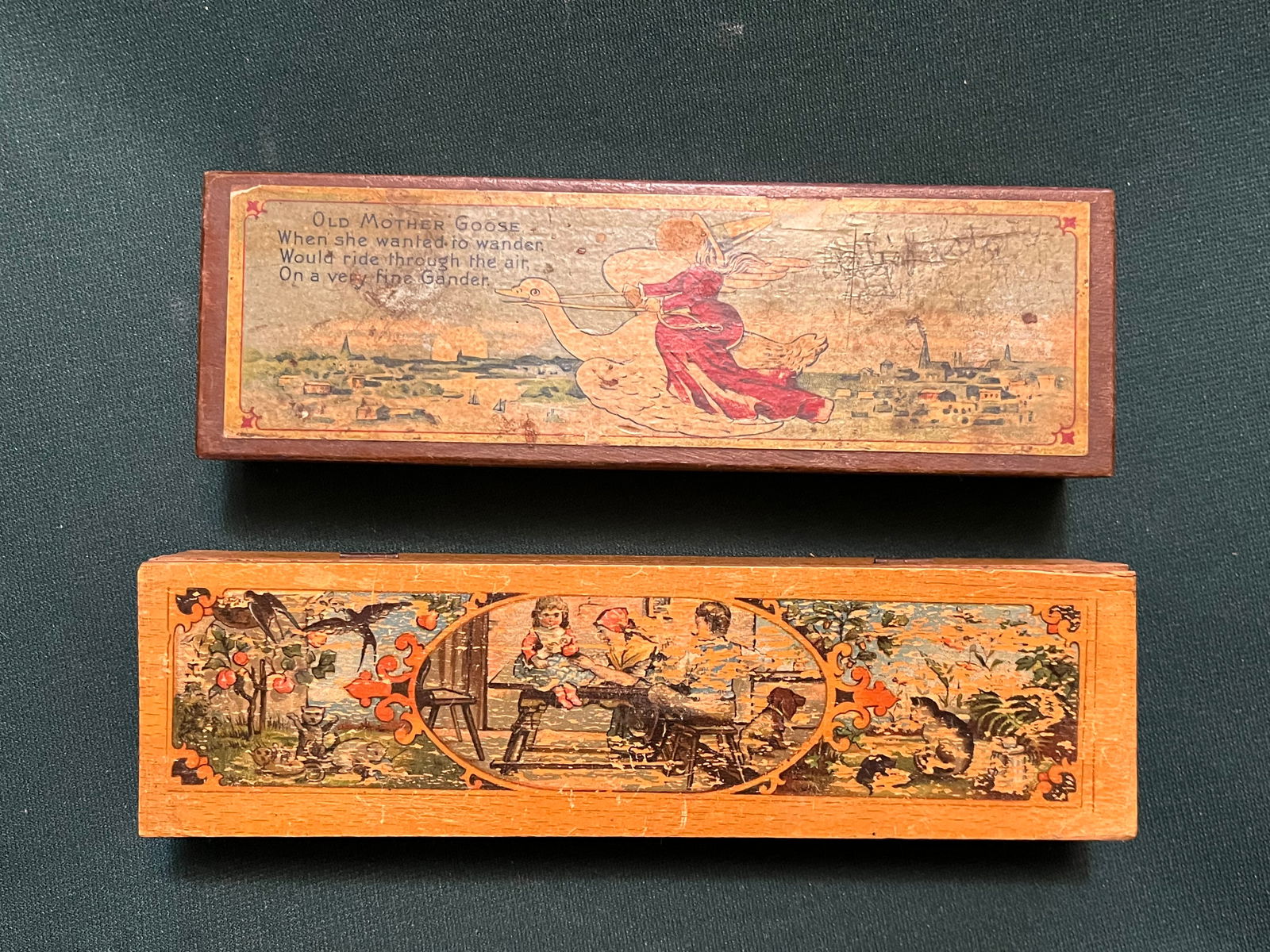 Two Late 19thc Children's Wooden Pencil Boxes (1 of 9)