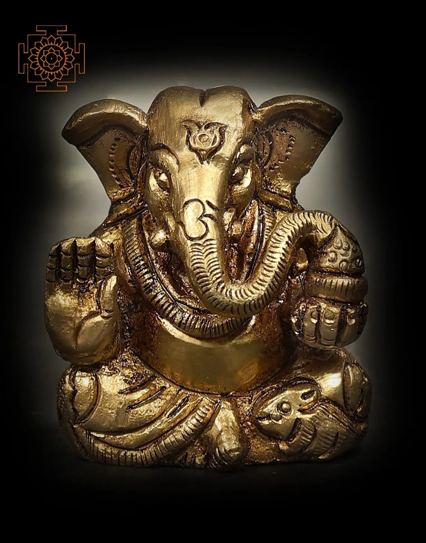 1" Small Lord Ganesha Brass Sculpture | Handmade | Made in India (1 of 3)