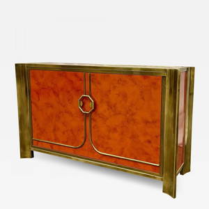 Mid-Century Modern Small Cabinet by Mastercraft, Lacquer, Brass, American, 1980s