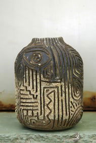 Christina Muff, Danish contemporary ceramicist (b. 1971). Sculptural one of a kind vase made from