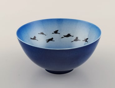 Sven Wejsfelt (1930-2009), Gustavsberg Studiohand. Unique bowl in glazed ceramics with hand-painted