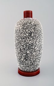 Paul Milet for Sevres, France. Large art deco lidded jar in glazed ceramics. Fantastic glaze. 1920s.
