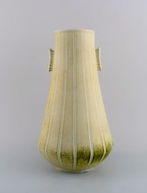 Gunnar Nylund for Rörstrand. Large rare unique Air Force vase in glazed stoneware. Swedish
