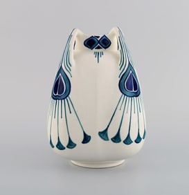 Alf Wallander for Rörstrand. Vase with four handles in hand painted glazed ceramics. 1920's.