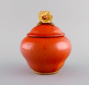 Nils Emil Lundström (1865-1960) for Rörstrand. Antique lidded jar in glazed ceramics.