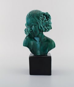 Maxime Real del Sarte (1888-1954) for Sevres. Art deco sculpture of young woman in glazed ceramics.