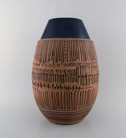 Lisa Larson for Gustavsberg. Huge Granada ceramic vase in modernist design. 1960 / 70's.