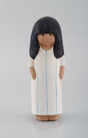 Lisa Larson for Gustavsberg. Girl in glazed ceramics. Dated 1993.