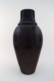 Upsala Ekeby large floor vase in ceramic. Hand painted. Beautiful blue glaze.
