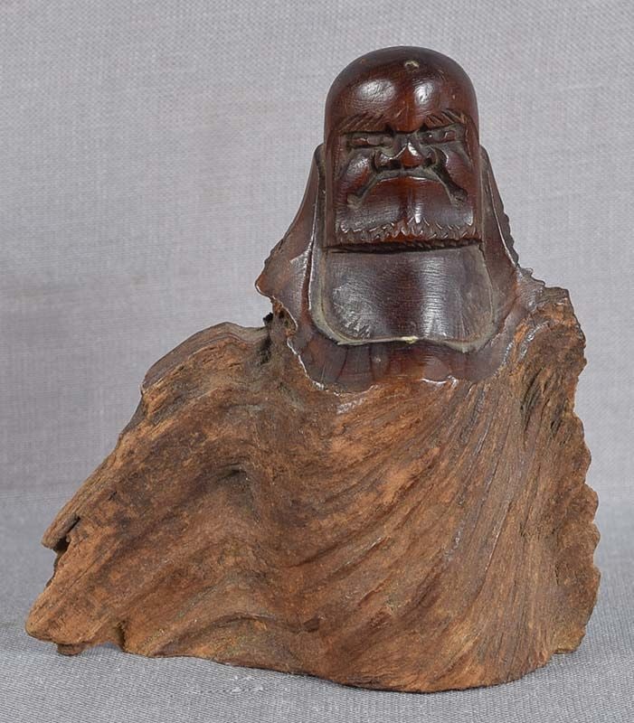 19c okimono Hida school DARUMA in the wind inscribed (1 of 6)