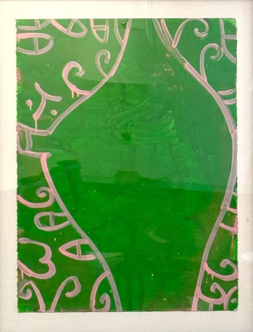 Gary Komarin, Contemporary, Green and Pink 'Vessel' Painting, American, 21st C.: Title: Gary Komarin, Contemporary, Green and Pink 'Vessel' Painting, American, 21st C. Additional Information: Origin: United States Period: New Condition: New. Creation Date: 2022 Styles / Movements: