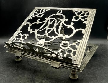 Royal Sheffield Silver Ornate Reticulated Book Stand or Music Holder