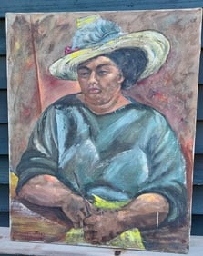 Oil painting spanish large Woman Brazilian 24 x 30