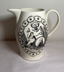 Staffordshire Creamware Liverpool Pitcher Long Live Washington / Crowned Laurels