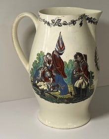 Staffordshire Creamware Liverpool Pitcher Ship America Death Of Wolfe Polychrome