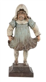 Antique BRADLEY HUBBARD Girl in Bonnet CAST IRON DOORSTOP