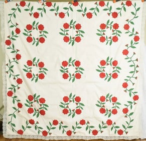 1850's Red & Green President's Wreath Quilt