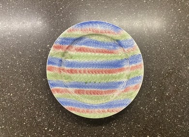 Staffordshire Spatterware Spatter Rainbow 3 Color Striped Dinner Plate