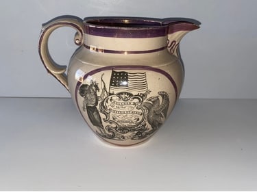 Historical Staffordshire Peace Plenty Success To The United States Pitcher 1815