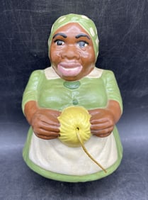 Black Americana String Holder Mammy With Yarn Ball