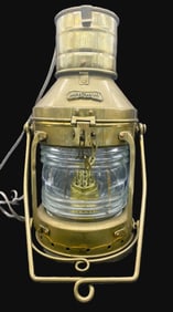 ANTIQUE ANCHOR OIL LAMP BRASS LANTERN NAUTICAL SHIP BOAT ELECTRIFIED