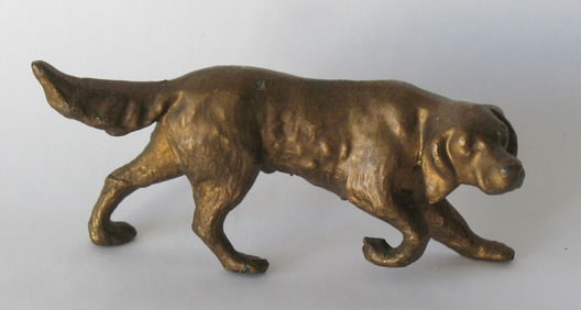 Vintage cast metal Retriever type dog paper weight.