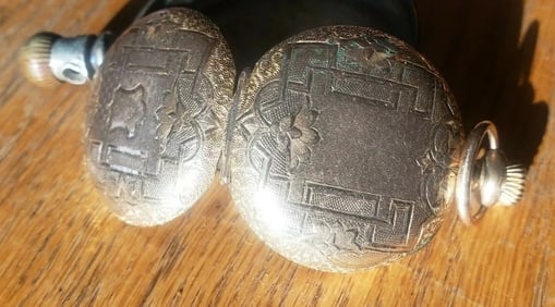 antique pocket watch case ornate small size, gold filled