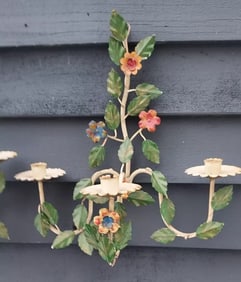 Italian painted sconces 1950 pair paint iron