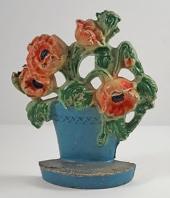 Poppies in Clay Pot Cast Iron Hubley Doorstop