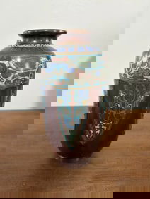 Japanese Cloisonné Vase W/raised Panels