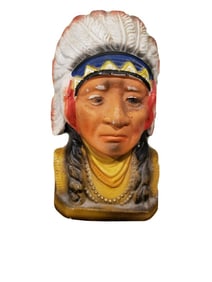 American Indian Chief (CHALKWARE) 1950 colorful still bank