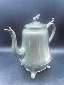 ANTIQUE AMERICAN PEWTER TEAPOT, BOARDMAN & CO., NEW YORK, C. 1805-1850
