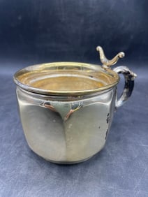 Antique 2 piece SHAVING MUG Barbour Silver Co quadruple plate