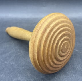 Antique Primitive Herb Crusher, Wood, Circular Carved Design With Handle