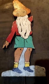 antique painted wood gnome lawn ornament