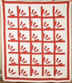 1880's Red & White Fans Quilt