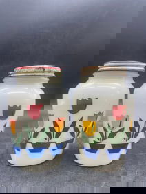 Vintage Fire King Tulip Milk Glass White Salt and Pepper Shakers w/Lids