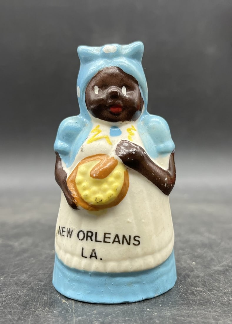 Vintage BLACK AMERICANA MAMMY BELL AUNT JEMIMA NEW ORLEANS LA SOUVENIR: Title: Vintage BLACK AMERICANA MAMMY BELL AUNT JEMIMA NEW ORLEANS LA SOUVENIR Date/Period: unknown Dimension: 3" Material: ceramic Additional Information: Vintage BLACK AMERICANA MAMMY BELL AUNT JEMIM